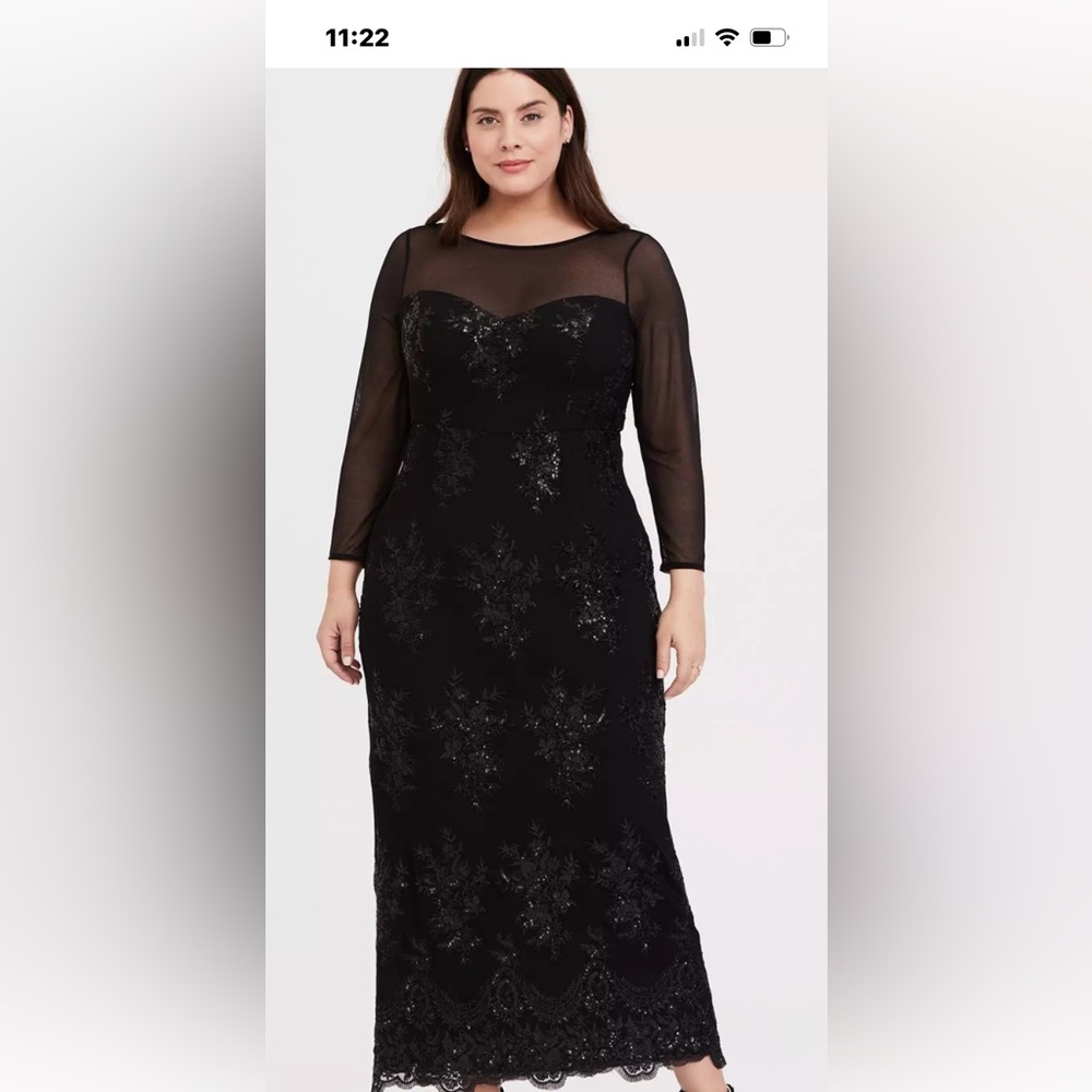 NEW Torrid party dress black Floral Lace Long Sleeve Dress Size 20